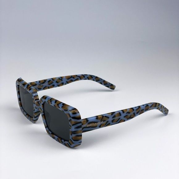 Saint Laurent SL534 SUNRISE 008 Sunglasses Violet Havana Grey Rectangle Unisex - Picture 8 of 11